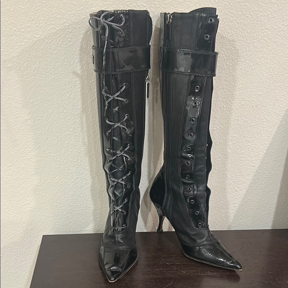 VINTAGE DIOR BLACK BOOT LACE UP  Size 38 1/2 Europe (Needs Lace Boots)